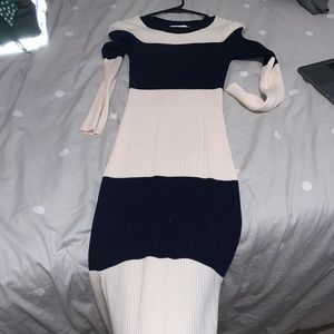 H&M Stripped Long Sleeve Maxi Body Con Dress